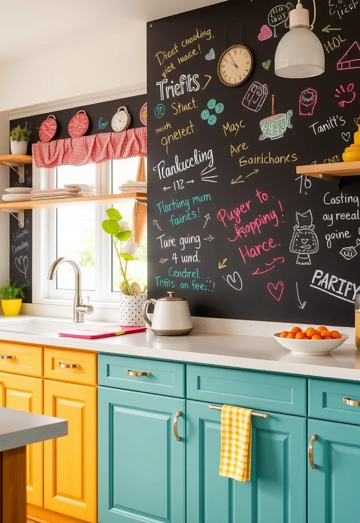 27 Stunning Kitchen Backsplash Ideas That'll Transform Your Space! - 15. Whimsical Chalkboard Paint