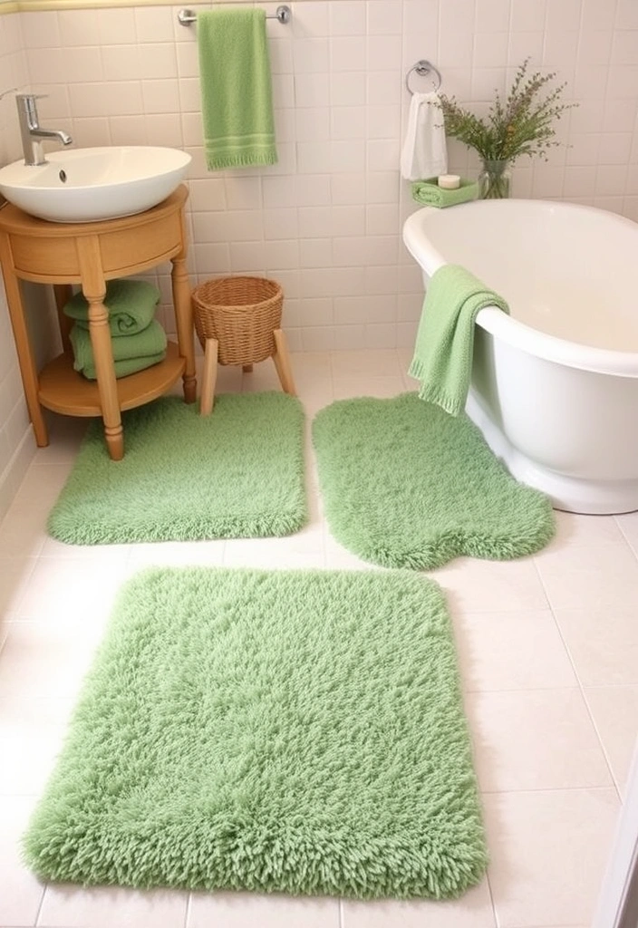 21 Green Bathroom Design Trend Ideas That'll Refresh Your Space (You Won't Believe #7!) - 12. Green Bath Rugs