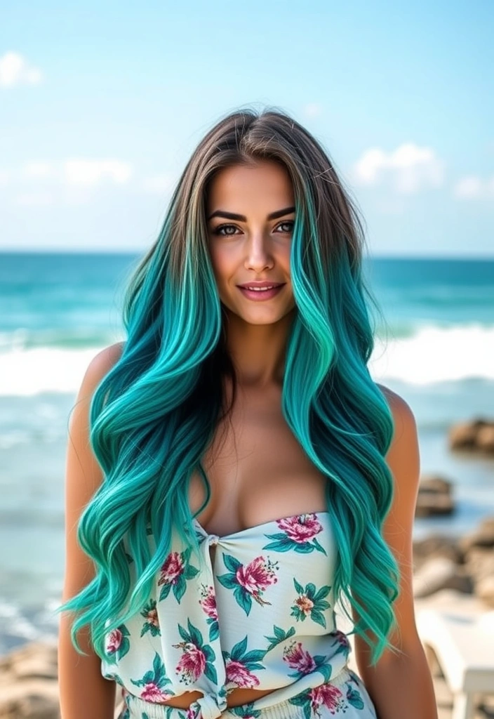 25 Bold Hair Dye Ideas That Will Transform Your Look Instantly! - 20. Tropical Teal Ombre