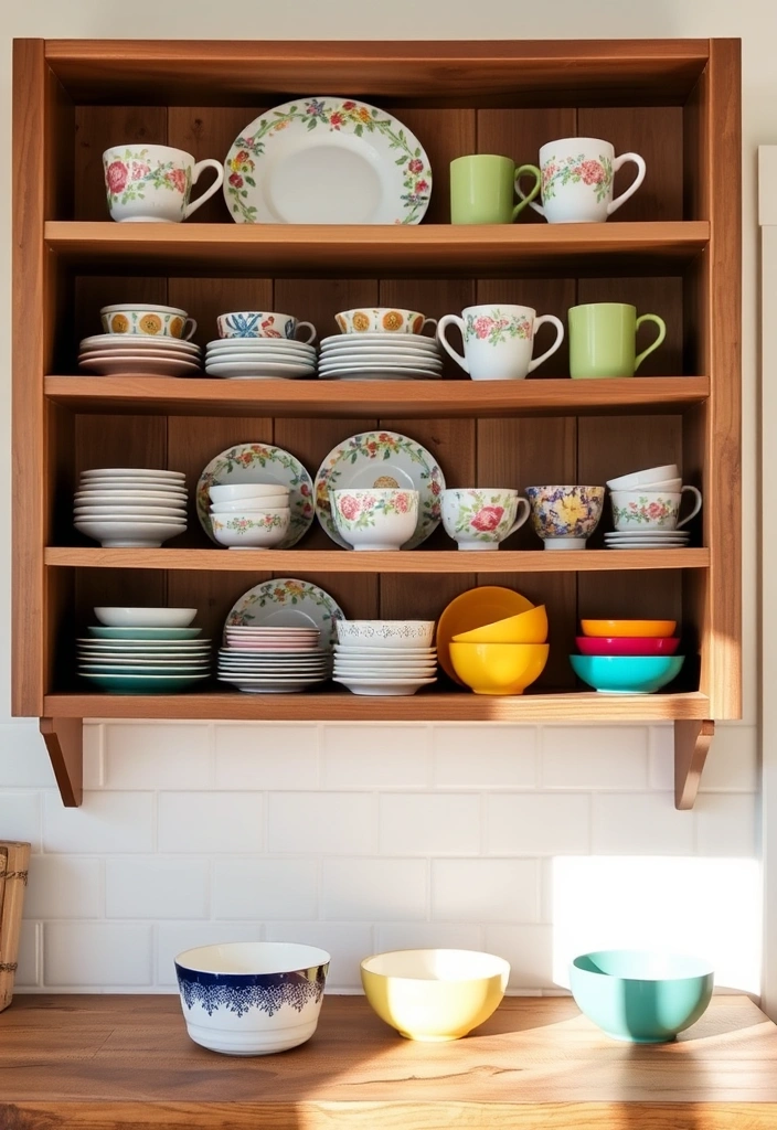 23 Cottagecore Kitchen Designs That Will Make You Feel Like You’re in a Fairytale! - 6. Colorful Dishware Collections