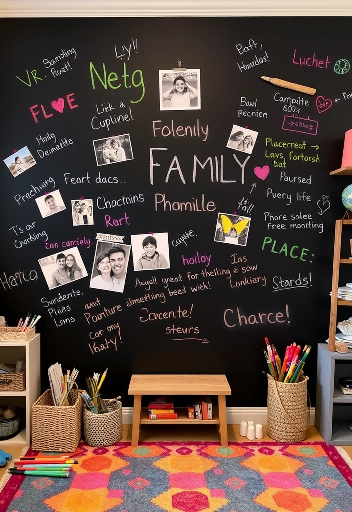 21 Inspiring Photo Wall Ideas That Will Transform Your Space! - 17. The Chalkboard Backdrop