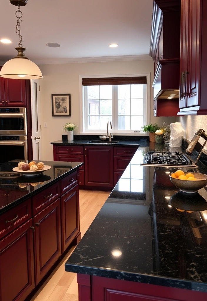 25 Stunning Colors That Pair Perfectly with Black Granite Countertops (You Won't Believe #13!) - 14. Rich Burgundy