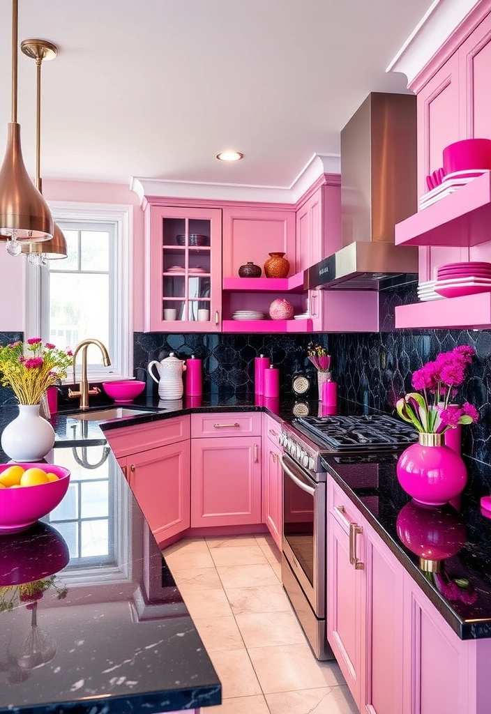 25 Stunning Colors That Pair Perfectly with Black Granite Countertops (You Won't Believe #13!) - 20. Vibrant Fuchsia