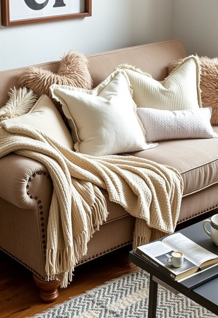 20 Chic & Cozy Throw Pillows and Blankets Ideas You Need Right Now! - 9. Creative Layering