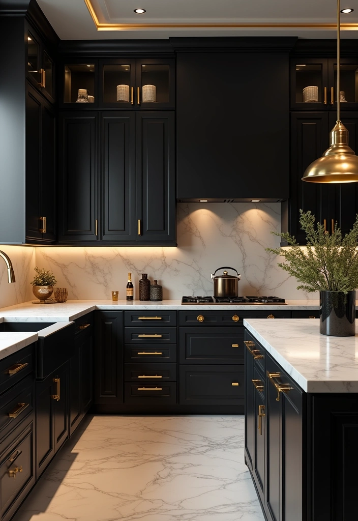 26 Stunning Kitchen Color Combinations That Will Transform Your Cooking Space (You Won't Believe #14!) - 8. Elegant Black and Gold