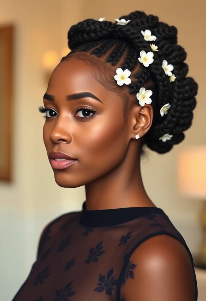 15 Majestic Options for Goddess Cornrows Hairs That Will Leave You Breathless! - 7. Goddess Cornrows Updo