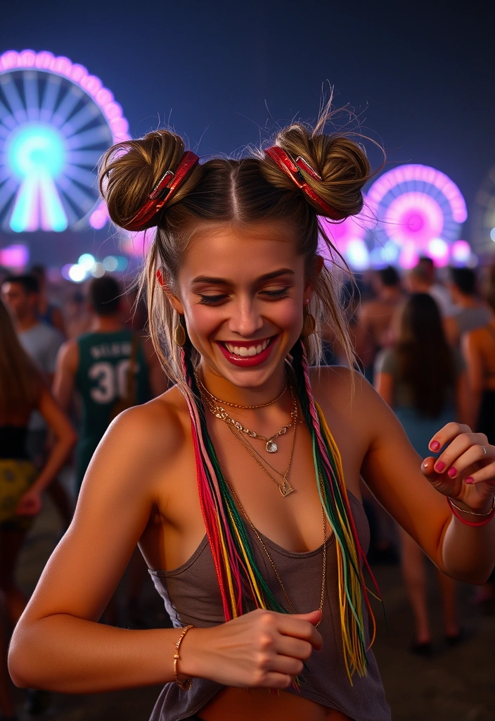 20 Sassy Hairstyles for Coachella That Will Turn Heads (You Won't Believe #12!) - 9. Futuristic Space Buns