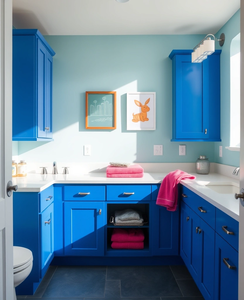 22 Best Paint Colors for Bathroom Cabinets That Will Transform Your Space! - 29. Bright Cobalt Blue