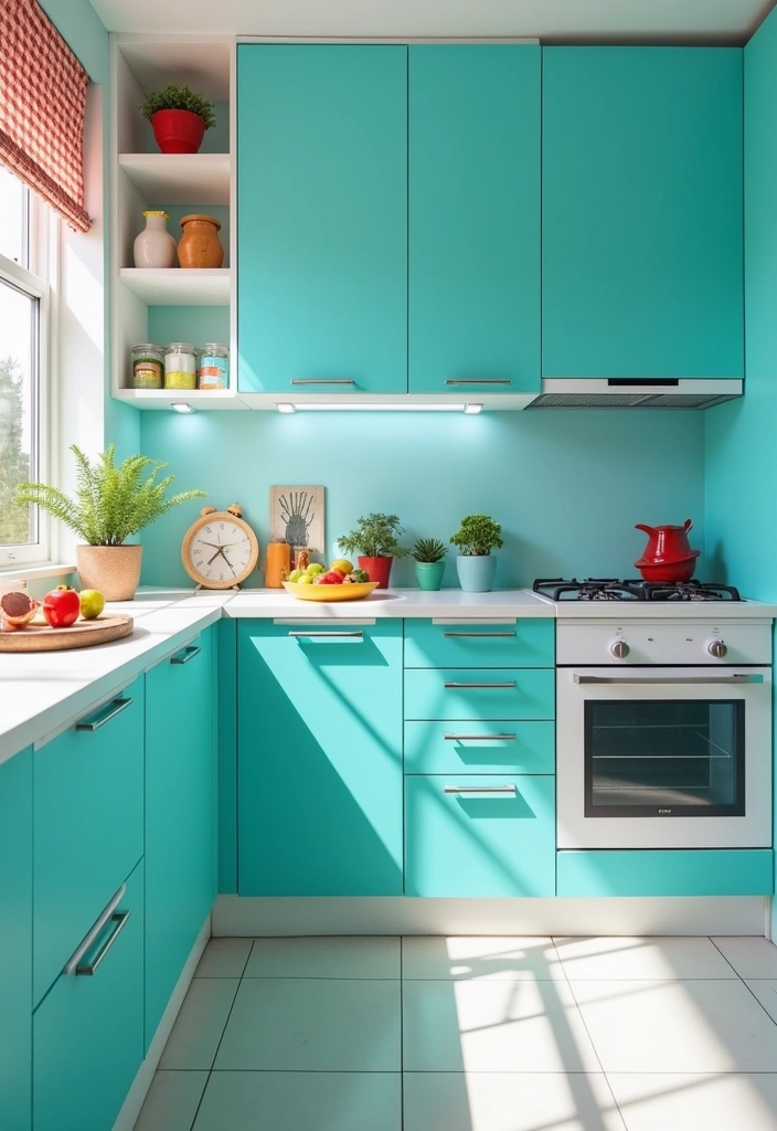 26 Stunning Kitchen Color Combinations That Will Transform Your Cooking Space (You Won't Believe #14!) - 19. Bright Cyan and White