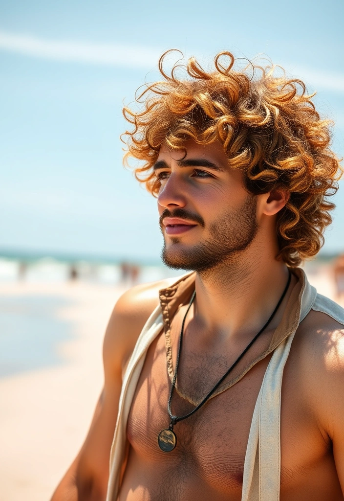 24 Iconic Curly Hair Ideas for Men That'll Make You the Center of Attention! - 9. Curly Hair with Highlights