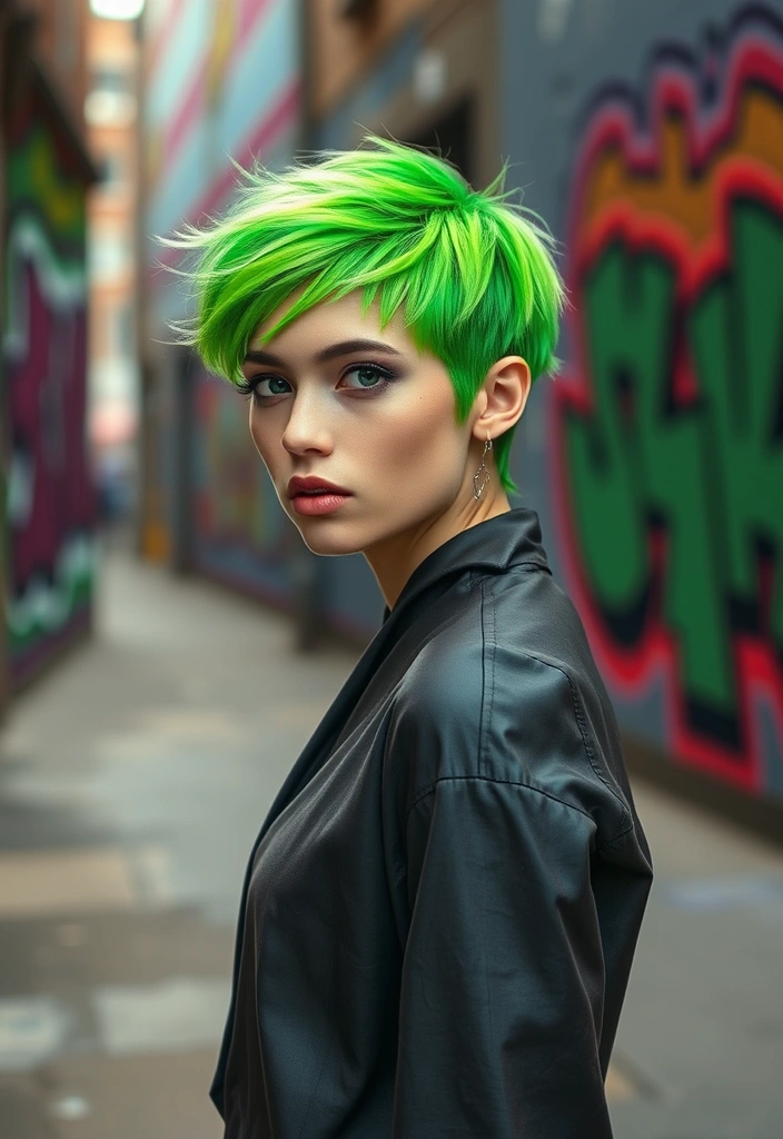 25 Lively Spring Hair Color Trends That Will Brighten Your Look! - 20. Neon Green Glow