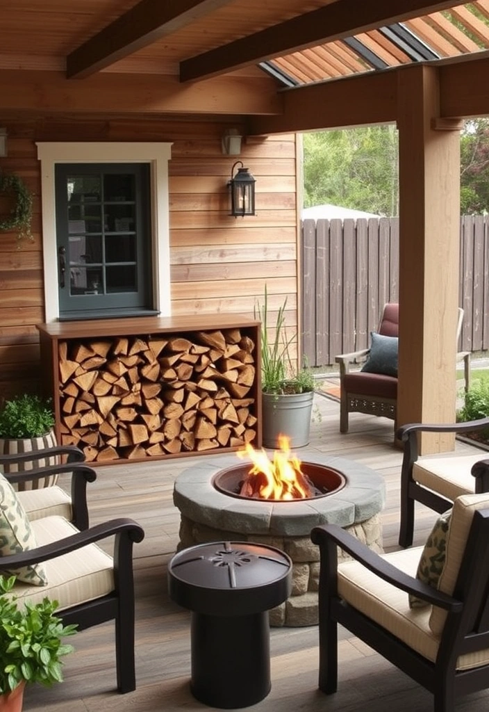 22 Cozy Patio Ideas That Will Transform Your Outdoor Space into a Relaxation Oasis! - 19. Cozy Firewood Storage