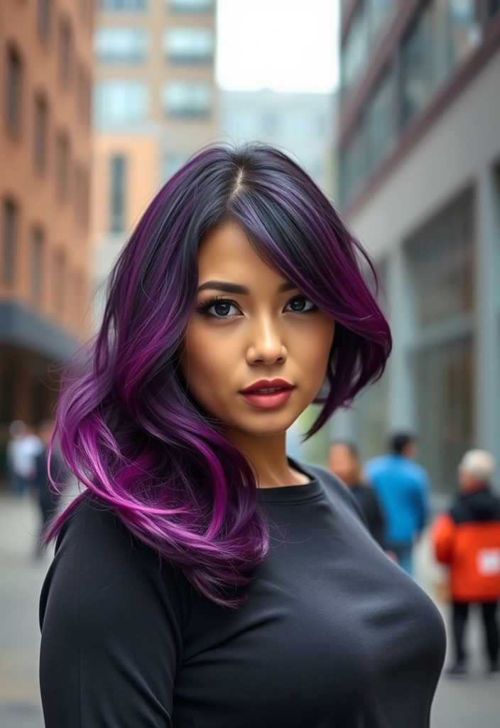 21 Vibrant Hairstyles for Purple Hair That'll Turn Heads Everywhere! - 11. Vibrant Purple Layered Hair