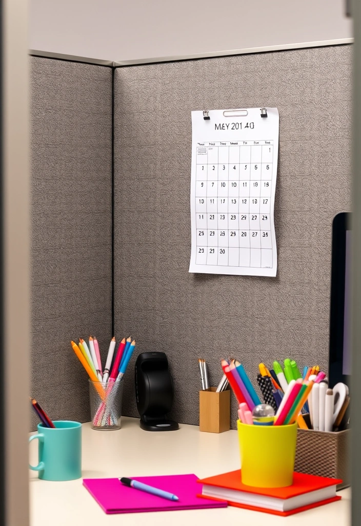 23 Cubicle Inspiration Ideas That'll Transform Your Work Life (And Impress Everyone!) - 15. Inspirational Calendar: Stay Organized and Motivated