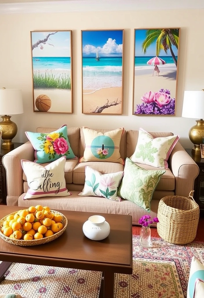 22 Modern Coastal Living Room Ideas That Will Make You Feel Like You're on Vacation! - 22. Seasonal Decor Changes