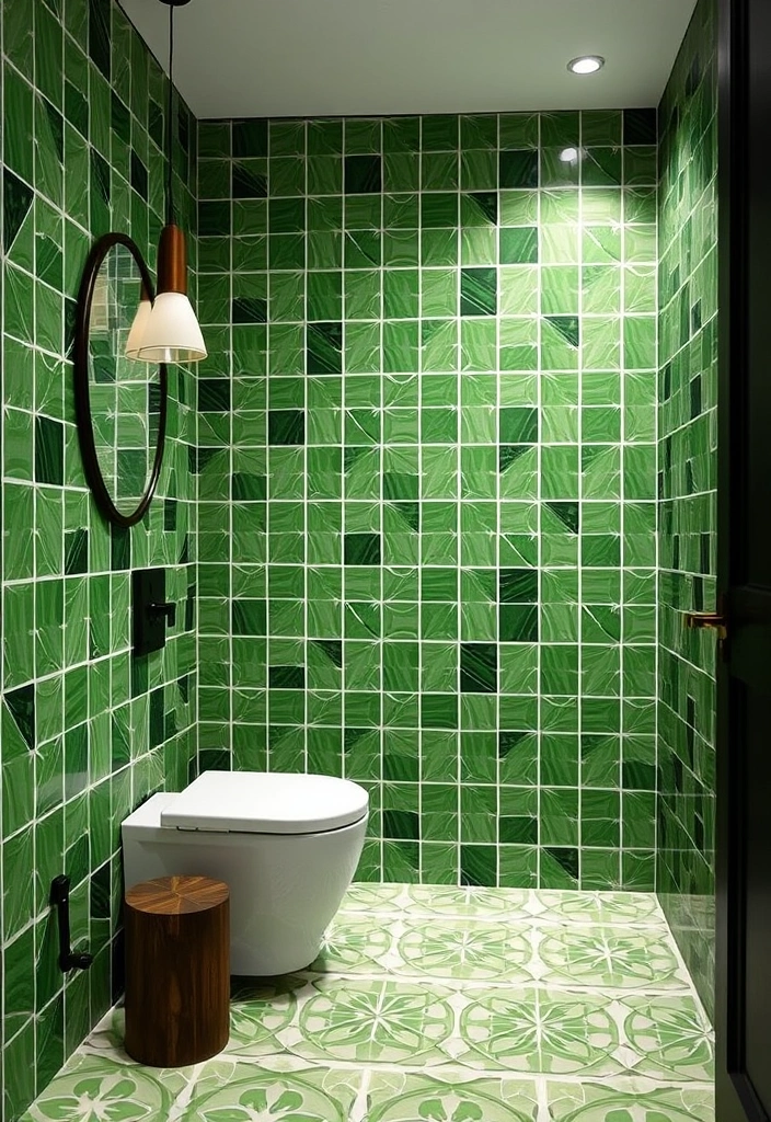 21 Green Bathroom Design Trend Ideas That'll Refresh Your Space (You Won't Believe #7!) - 20. Green Geometric Patterns