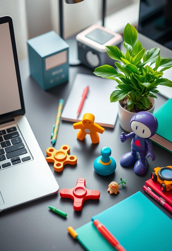 27 Office Decorations Ideas That'll Transform Your Workspace into a Creative Haven! - 21. Fun Desk Toys