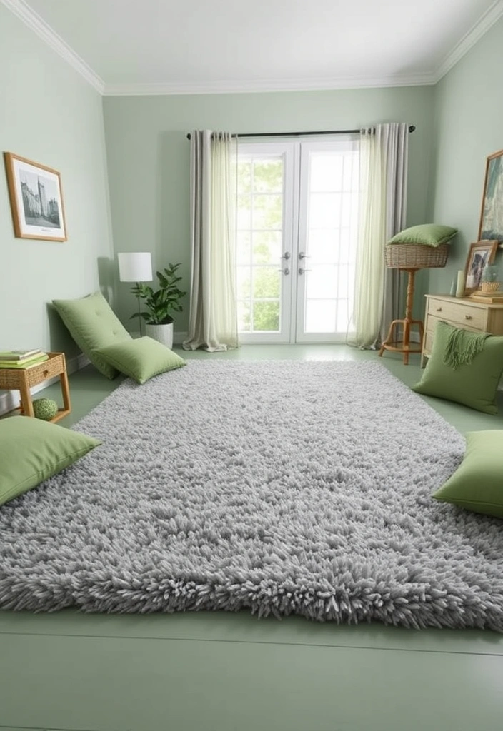 28 Stunning Sage Green and Grey Bedroom Ideas That Will Transform Your Space! - 4. Soft Textured Rugs