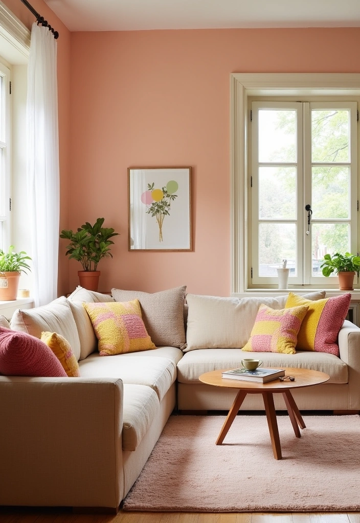 27 Living Room Paint Colors That Create the Ultimate Cozy Vibe (You’ll Love #15!) - 9. Pale Peach