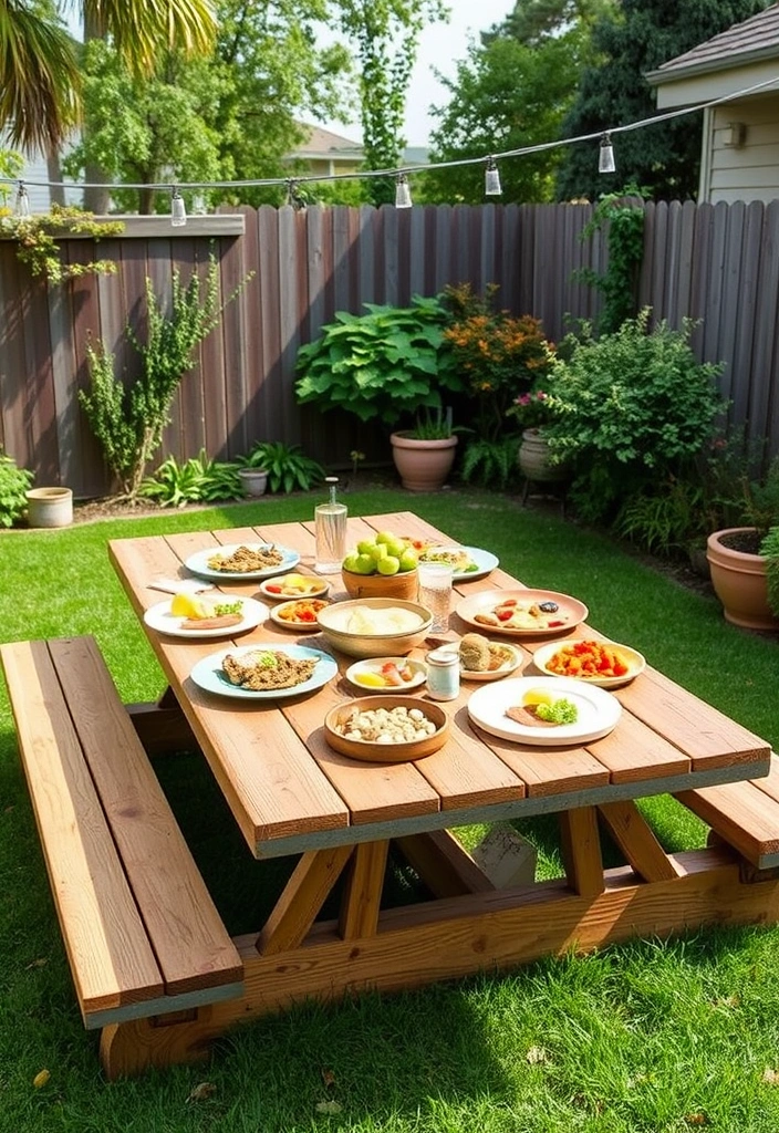 24 Cheap Outdoor Kitchen Ideas That Will Transform Your Backyard into a Culinary Paradise! - 14. DIY Picnic Table