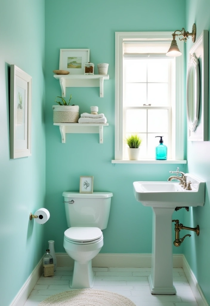 24 Best Paint Colors for a Small Bathroom That'll Make It Feel Spacious! - 16. Light Teal