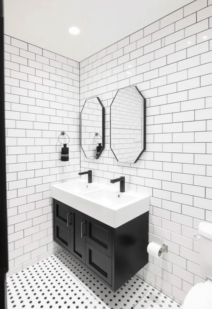 26 Stunning Black And White Bathroom Designs That Will Leave You Speechless! - 13. Classic Subway Tiles