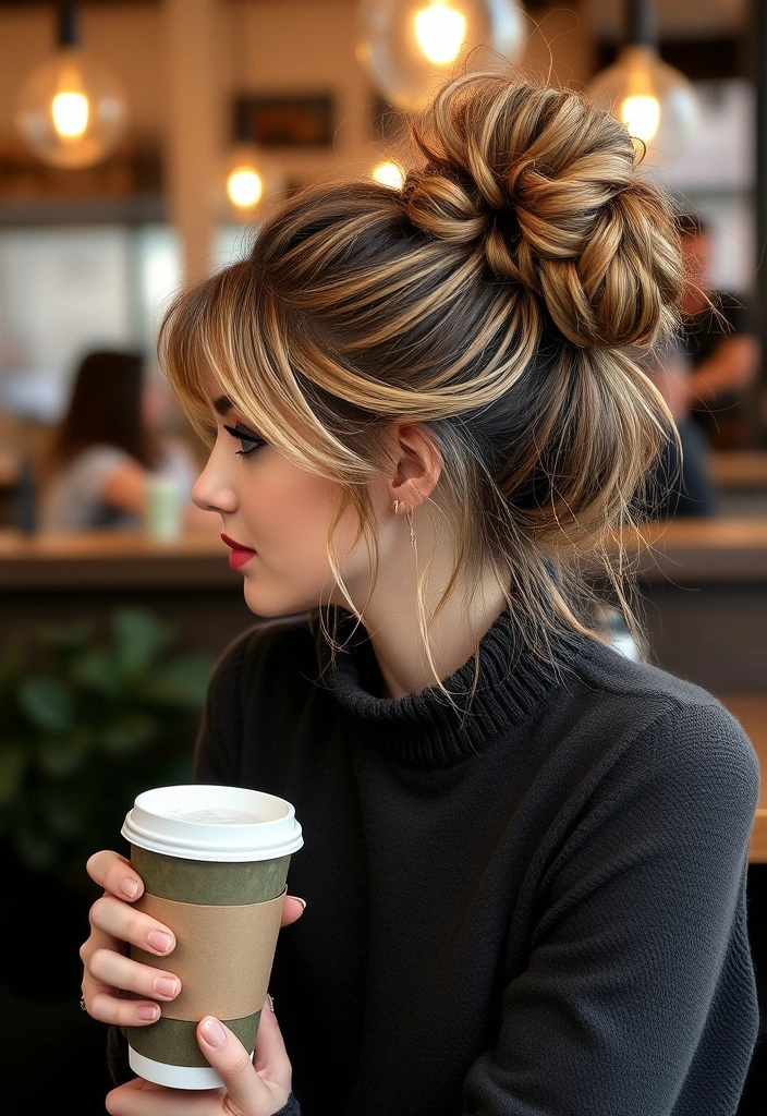 20 Dazzling Textured Haircuts That Will Transform Your Look Instantly! - 6. Messy Bun with Textured Layers