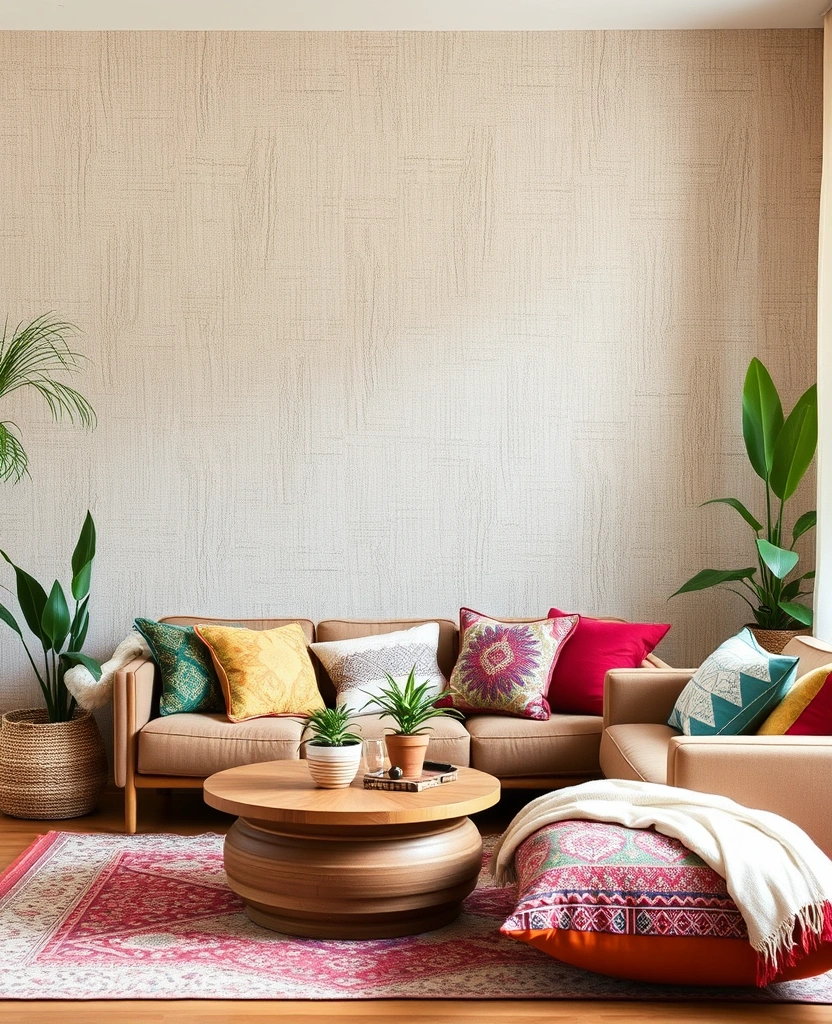 23 Inspiring Boho Living Room Ideas That Will Transform Your Space! - 22. Textured Wall Treatments