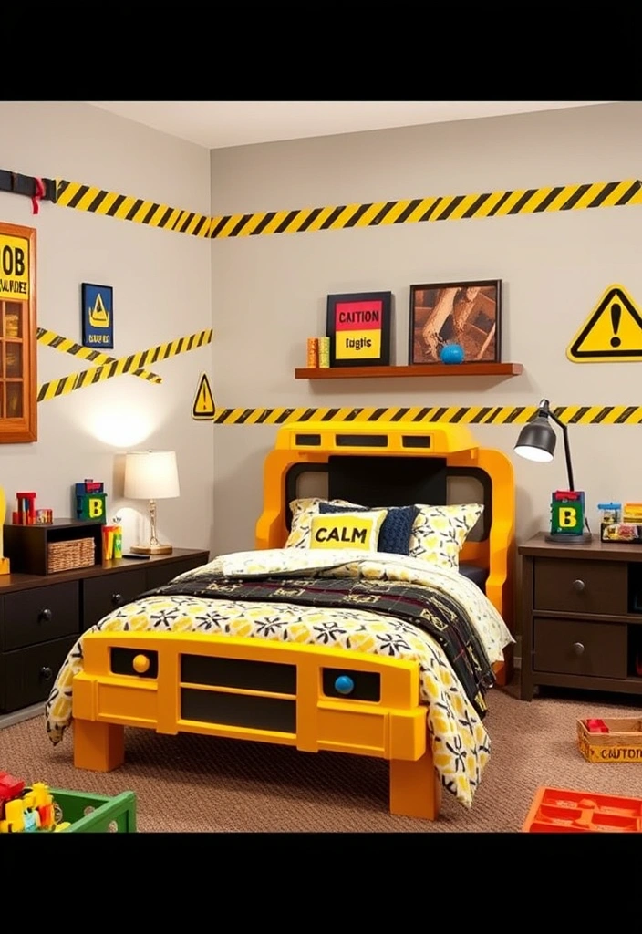 24 Young Boys Bedroom Ideas That Will Make You Say 'WOW!' - 13. Construction Zone