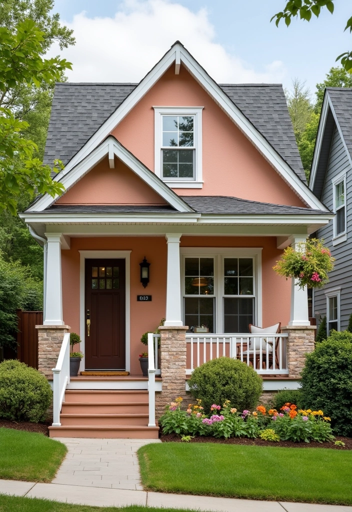 28 Best Paint Colors for a Modern House Exterior That Will Turn Heads! - 19. Muted Peach