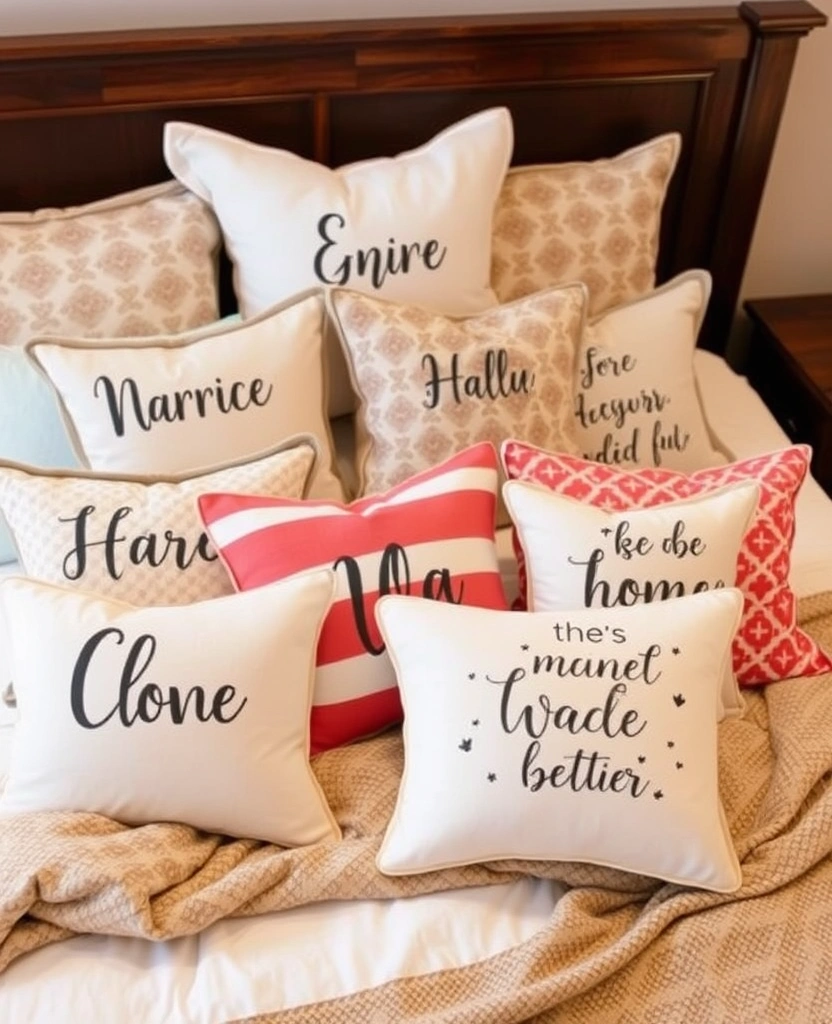 21 Cottagecore Bedroom Ideas That'll Make You Feel Like You're in a Fairytale! - 29. Personalized Throw Pillows