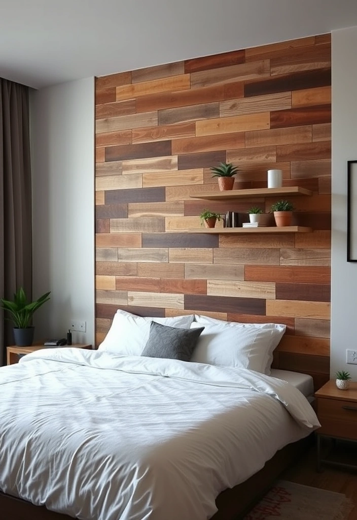 21 Stylish Organic Modern Bedroom Ideas That Will Transform Your Space! - 2. Bold Statement Wall with Organic Materials