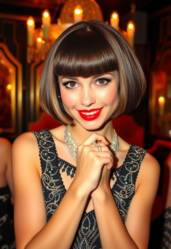 25 Timeless Vintage Hairstyles That Will Transform You into a Retro Queen! - 9. The Flapper Bob with Bangs