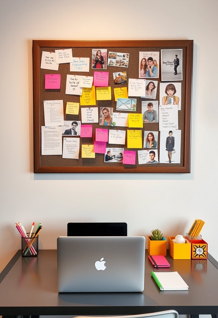 27 Office Decorations Ideas That'll Transform Your Workspace into a Creative Haven! - 9. Creative Bulletin Board