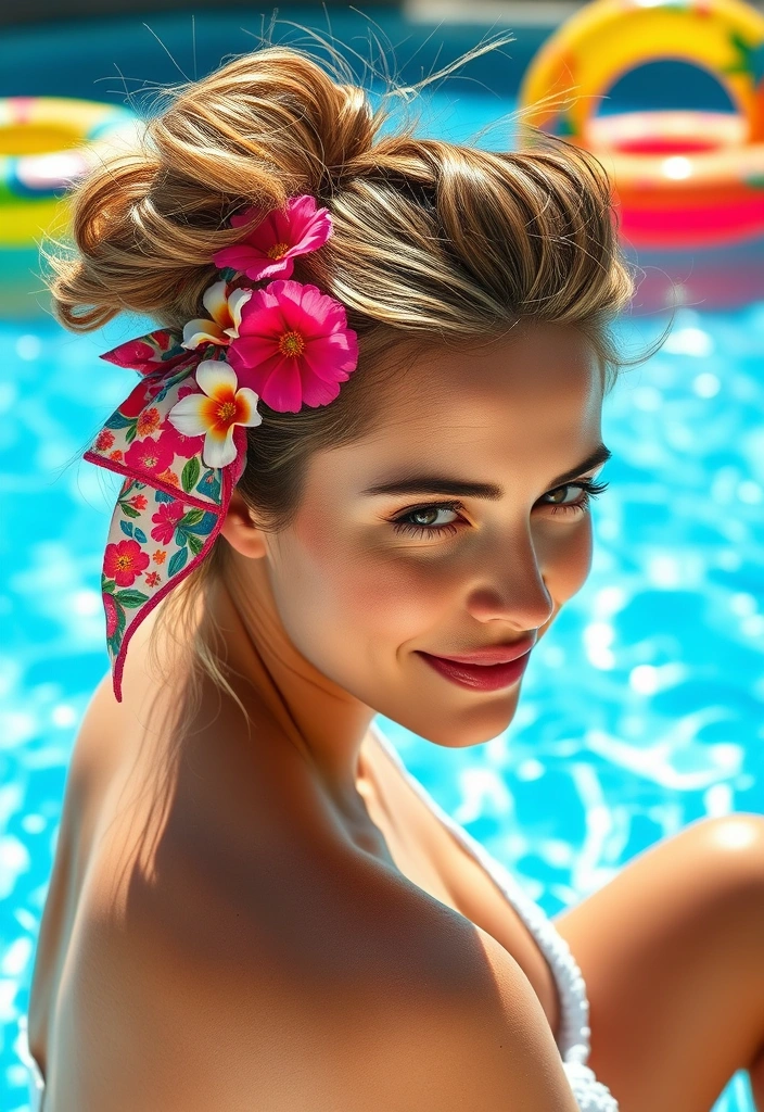 15 Splashy Pool Hairstyles to Stay Cool This Summer! - 1. Effortless Messy Bun