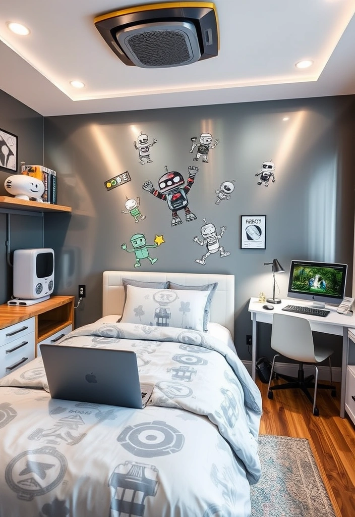 24 Young Boys Bedroom Ideas That Will Make You Say 'WOW!' - 17. Robot Revolution