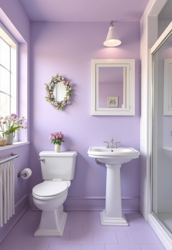 24 Best Paint Colors for a Small Bathroom That'll Make It Feel Spacious! - 23. Light Lilac