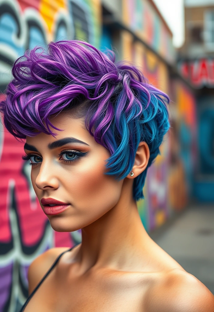 15 Magical Curly Pixie Cut Ideas That Will Transform Your Look Instantly! - 9. The Vibrant Colored Curly Pixie