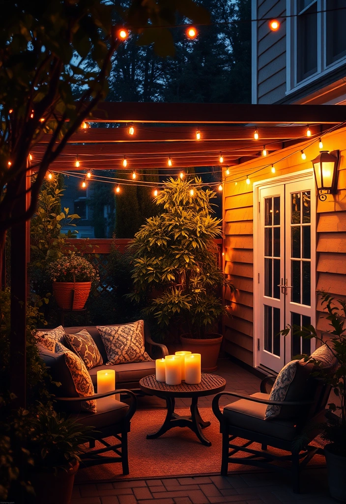 22 Cozy Patio Ideas That Will Transform Your Outdoor Space into a Relaxation Oasis! - 4. String Lights for Magical Evenings