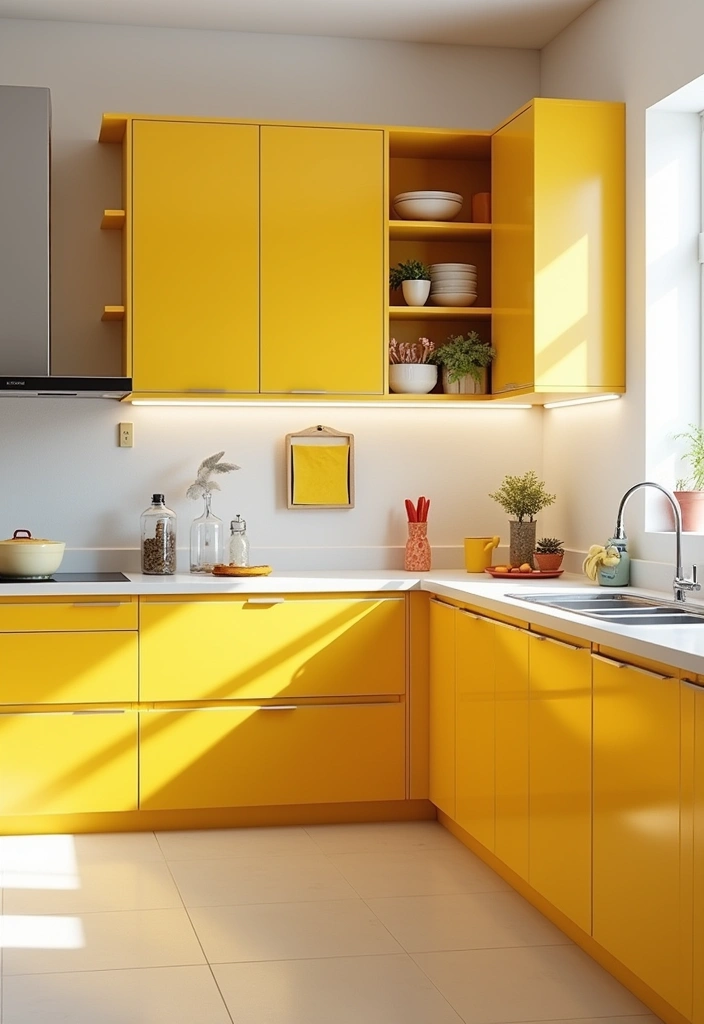 21 Kitchen Cabinet Colors That Hide Dirt (You Won't Believe #10!) - 18. Honey Yellow