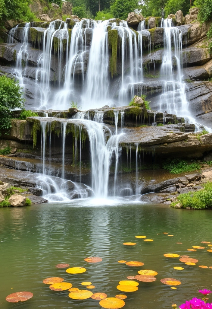 25 Small Garden Waterfalls Ideas That Will Transform Your Backyard into a Paradise! - 21. Multi-Level Waterfall