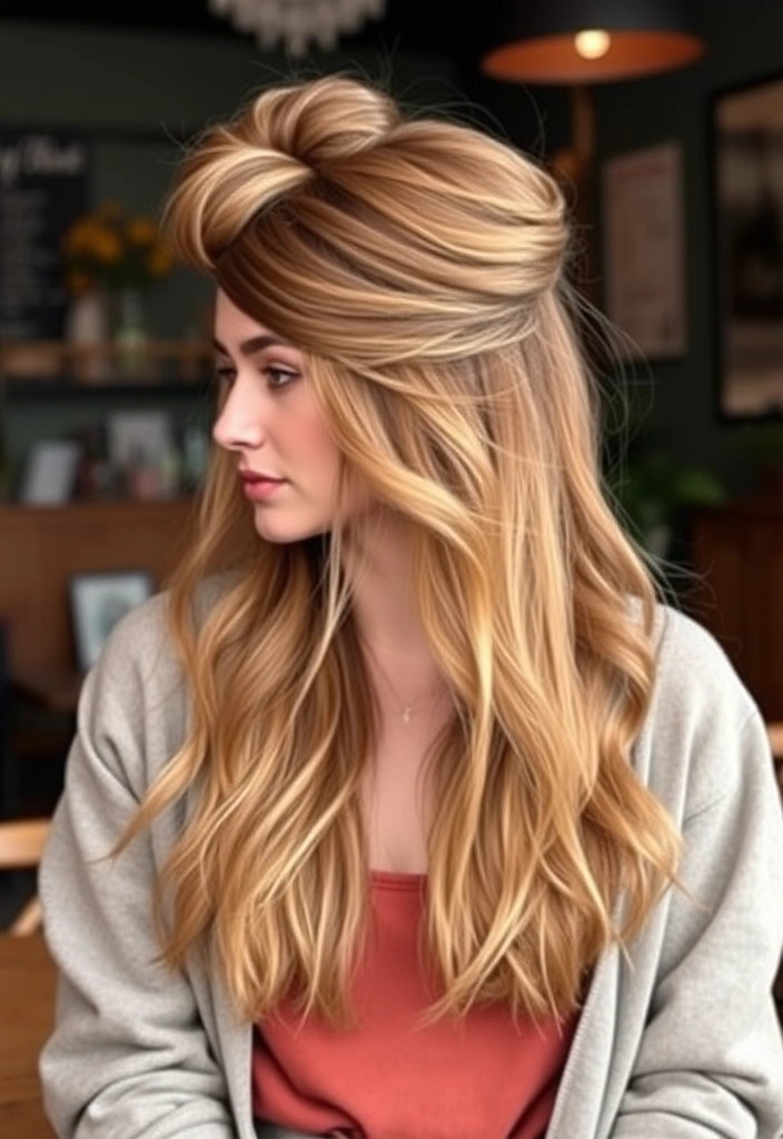 19 Stunning Long Layered Haircuts You'll Want to Try ASAP (Number 7 Is a Game-Changer!) - 11. Layered Half-Up, Half-Down