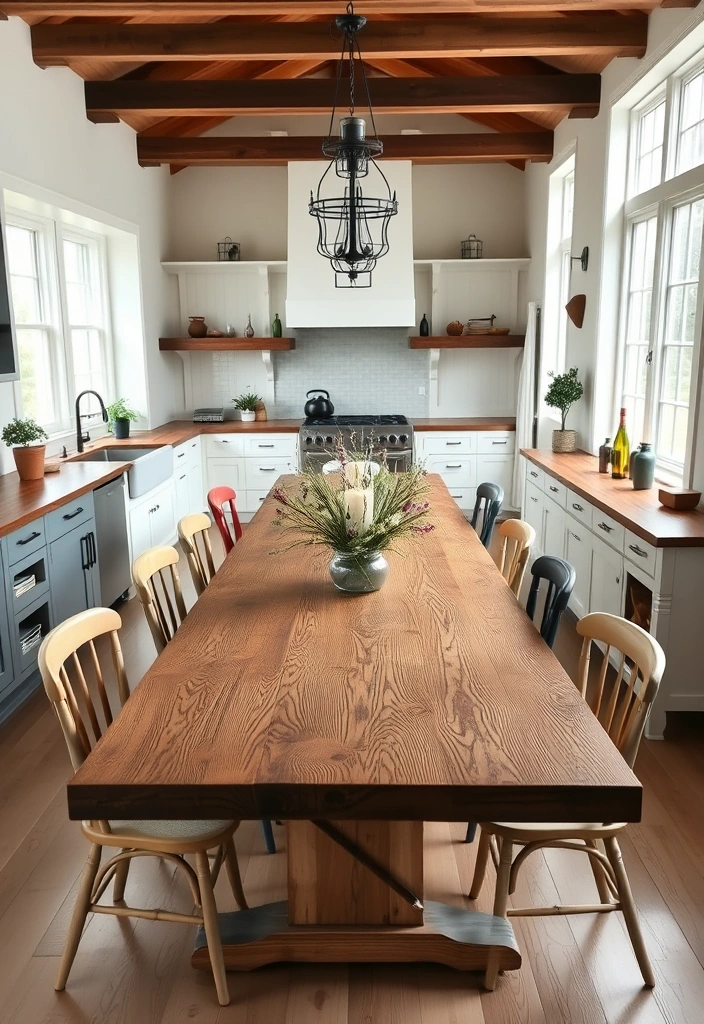 18 Stunning Modern Farmhouse Kitchen Ideas That'll Transform Your Space! - 10. Farmhouse Tables for a Central Gathering Place