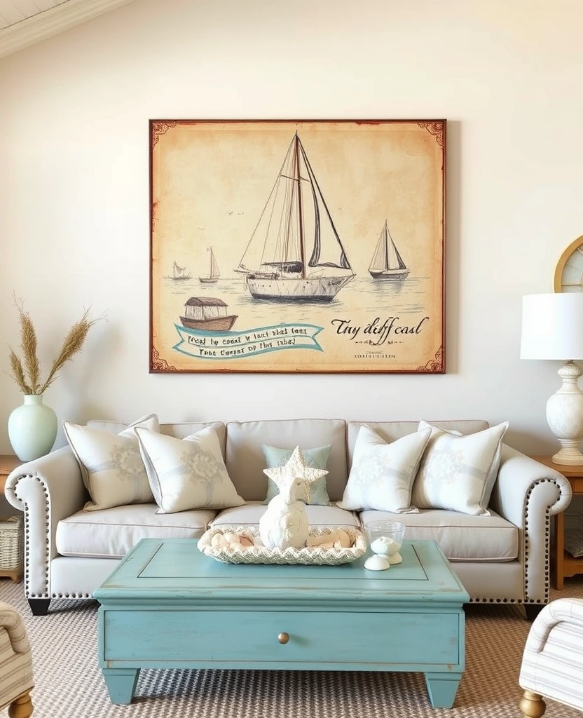 22 Stunning Vintage Art Prints That Will Transform Your Living Room Style! - 22. Vintage Nautical Prints