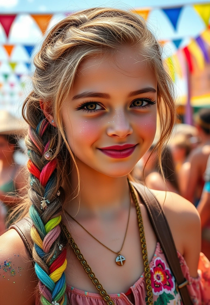 20 Sassy Hairstyles for Coachella That Will Turn Heads (You Won't Believe #12!) - 1. Rainbow Braids