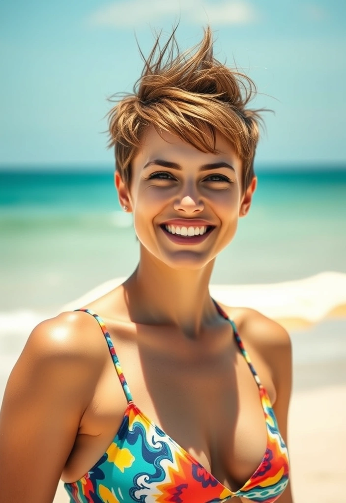 24 Sun-Kissed Beach Hairstyles to Rock This Summer (You Won't Believe #10!) - 22. Beachy Pixie Cut