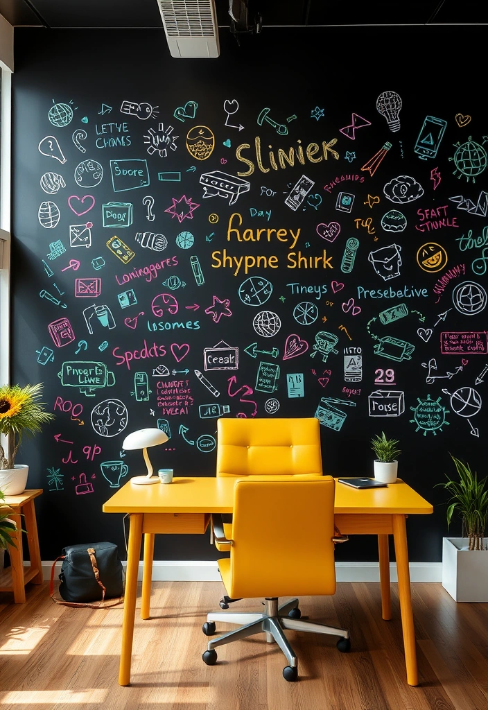 27 Office Decorations Ideas That'll Transform Your Workspace into a Creative Haven! - 17. Chalkboard Wall