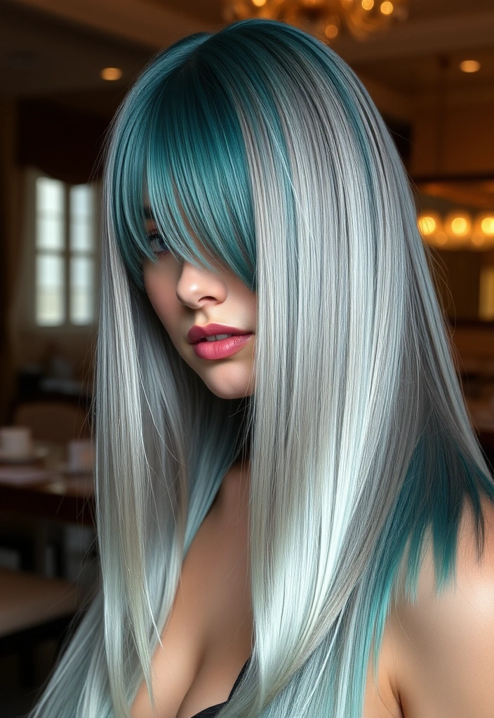 15 Fancy Dip-Dye Hair Color Ideas That Will Transform Your Look! - 5. Silver and Teal Fantasy