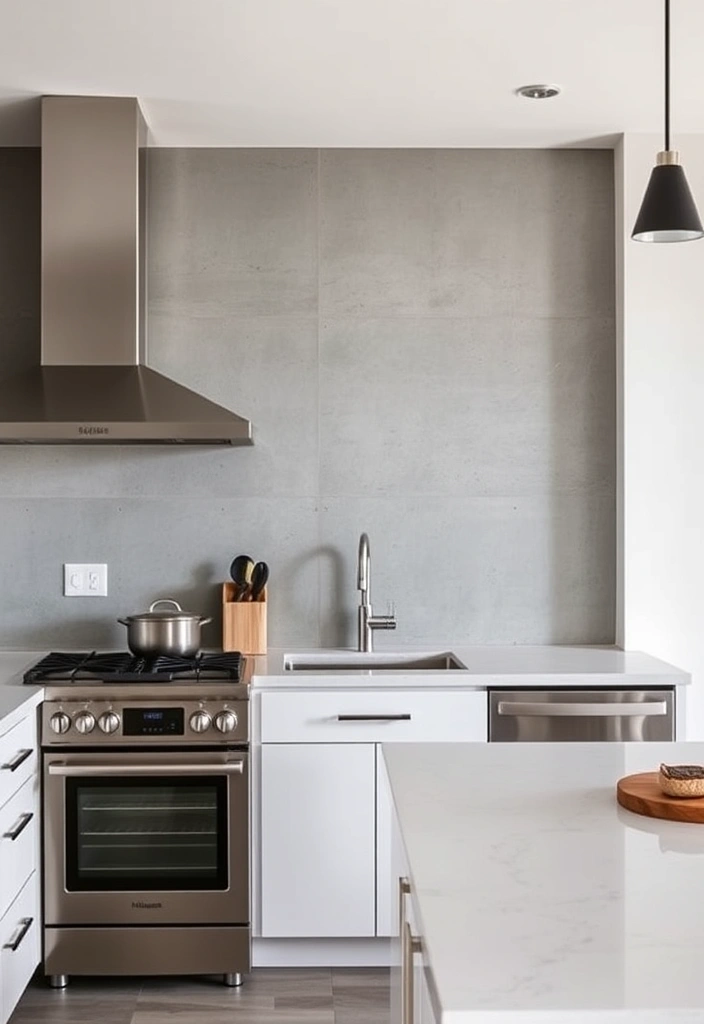 27 Stunning Kitchen Backsplash Ideas That'll Transform Your Space! - 14. Minimalist Concrete