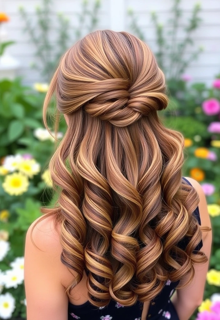 15 Fun Long Layered Hairstyles for Curly Hair That Will Blow Your Mind! - 3. Layered Half-Up, Half-Down